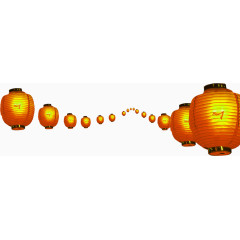 黄色中国风灯笼漂浮元素