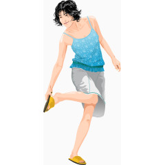 矢量手绘短发美女