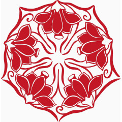 红色荷花花纹