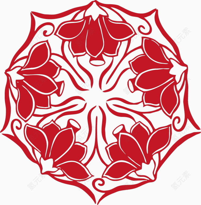红色荷花花纹