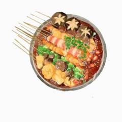 串串香手绘画素材图片