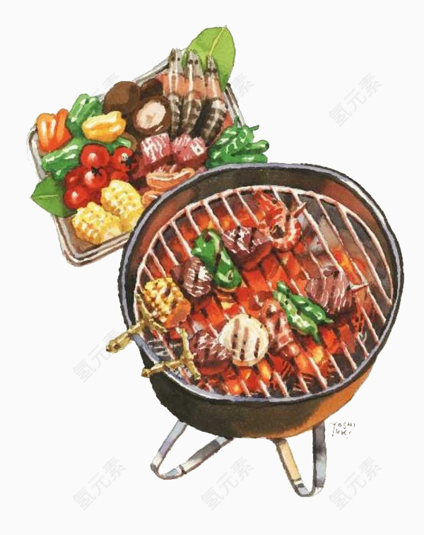 插画烧烤