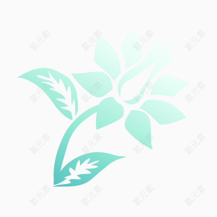 青色花朵图案