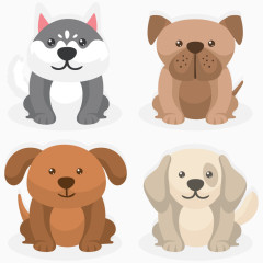 可爱蹲着的宠物狗矢量素材