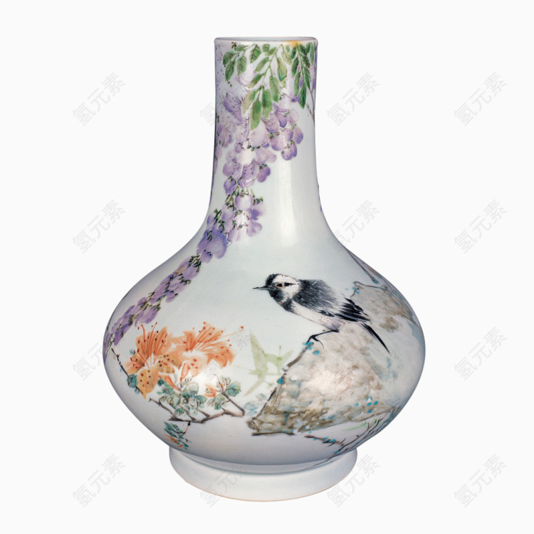 古典花鸟陶瓷花瓶