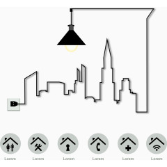 创意路灯房地产背景矢量素材