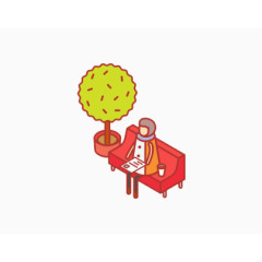 扁平化公园长凳