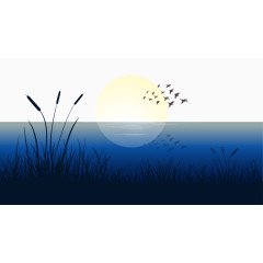 矢量水面上的鸟群插图