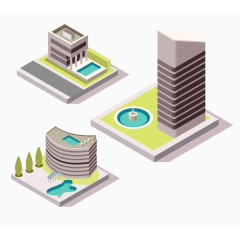 带水池的建筑素材