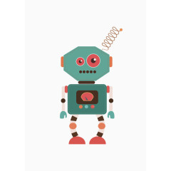 机器人手绘元素卡通矢量