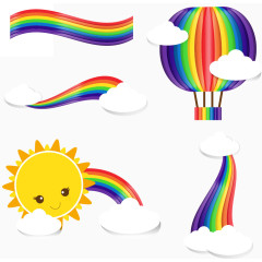 4款精美彩虹剪贴画矢量图