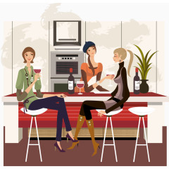 吧台喝酒的时尚女孩子