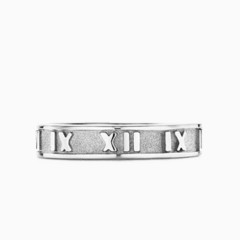 蒂芙尼纯银罗马数字浮雕戒指