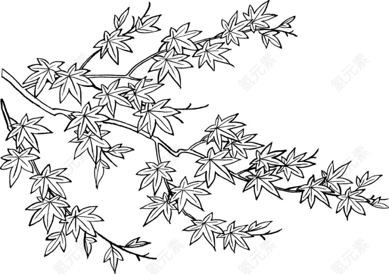 日本风格花草矢量素材