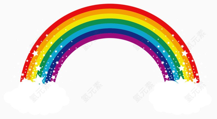 彩虹插画星星素材矢量