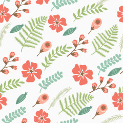 红花叶子底纹矢量图