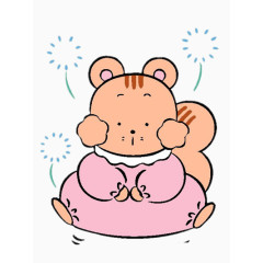 卡通坐地上的小松鼠