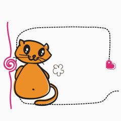 猫咪 卡通手绘 线条边框