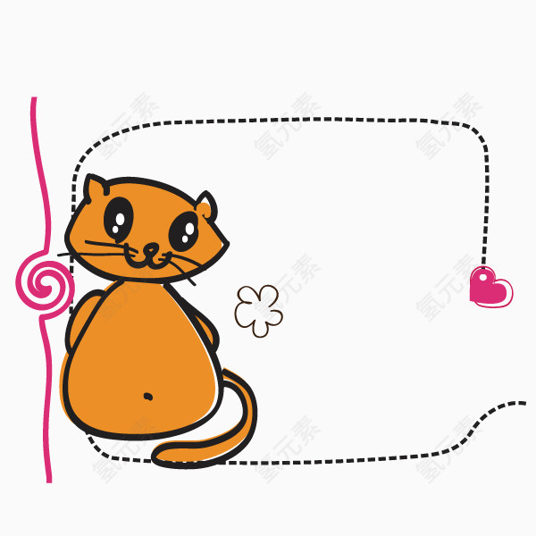 猫咪 卡通手绘 线条边框