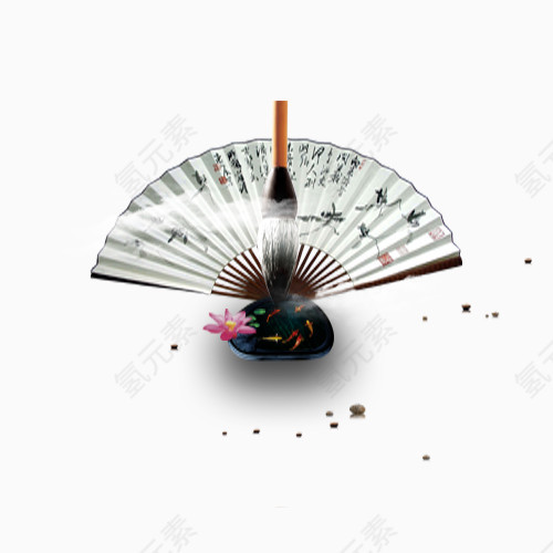 扇子毛笔图