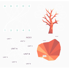 PPT扁平树形架构图矢量