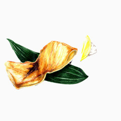 炸鱼肉手绘画素材图片