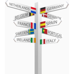 矢量手绘国家国旗路标