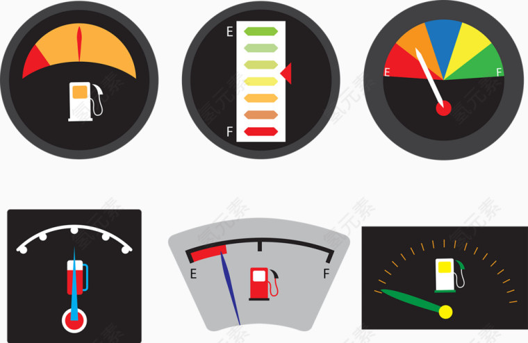 简约汽车油量仪表盘矢量图