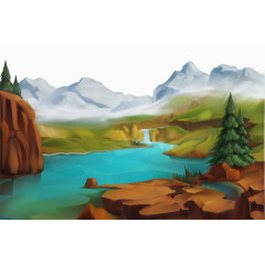 矢量插画山水素材