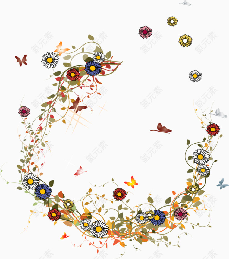 鲜艳花朵矢量图