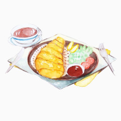 上海炸鸡排手绘画素材图片