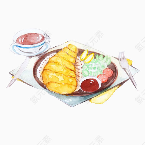 上海炸鸡排手绘画素材图片