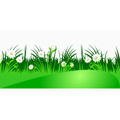 卡通手绘翠绿草地花朵