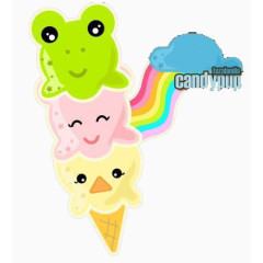 三色动物冰淇淋