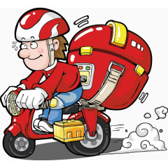 骑手快递送餐元素红色小哥