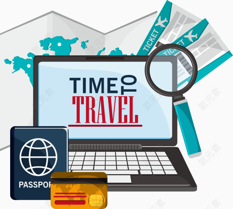 矢量旅行和用品