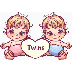 卡通双胞胎素材