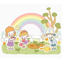 植树节学生植树图