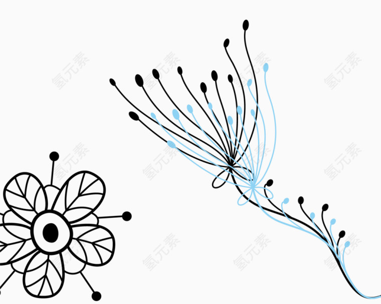 黑白装饰图案矢量