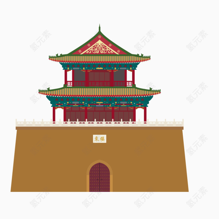 矢量古代城楼建筑