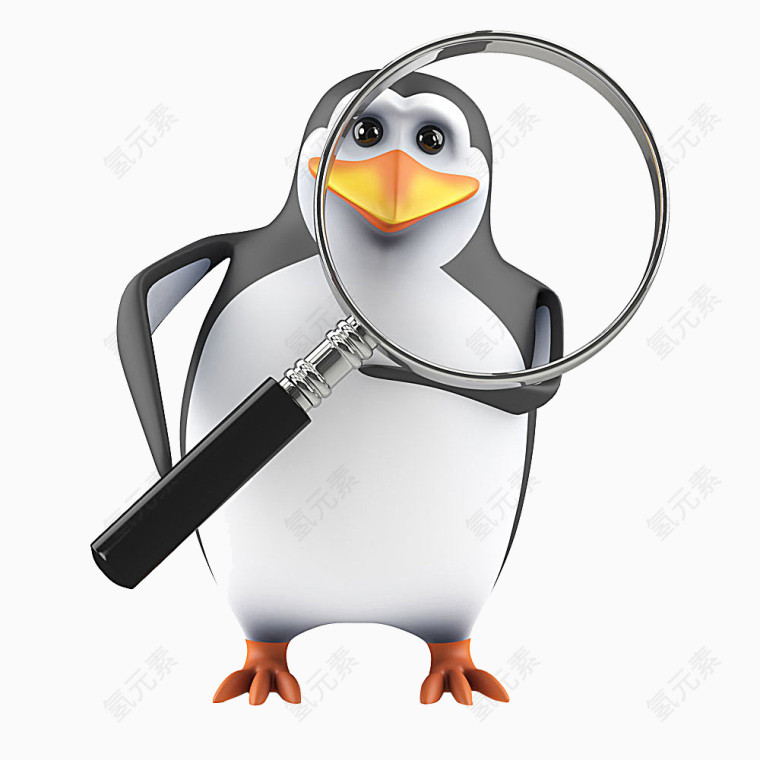 拿着放大镜的企鹅