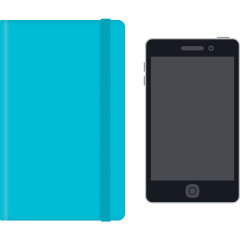 黑色手机和蓝色钱包