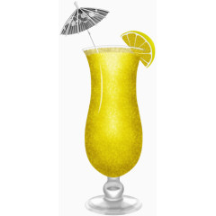 黄色果汁喝小雨伞