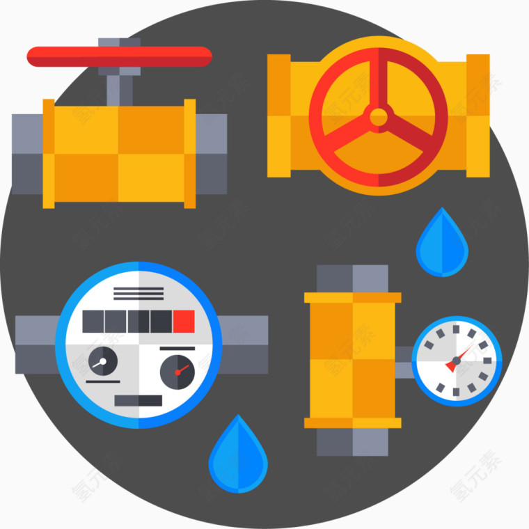 水表开关插图矢量图