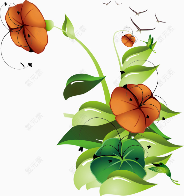手绘鲜花矢量图