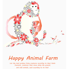 矢量猴子一家花图1