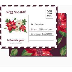 浪漫花朵新年卡