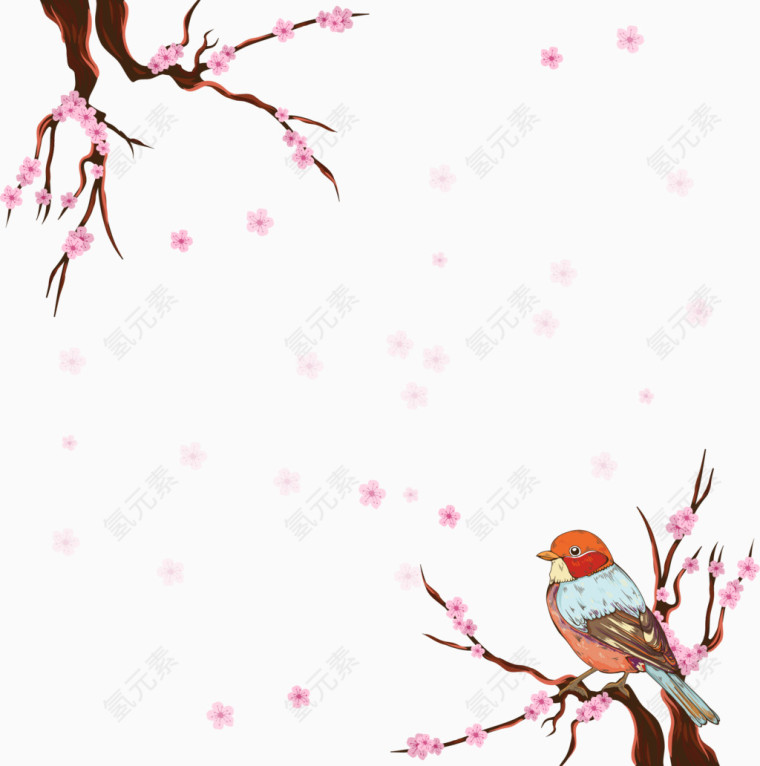 矢量手绘花枝