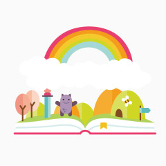 彩色翻开的书本