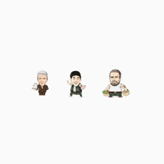 三个卡通手绘人物